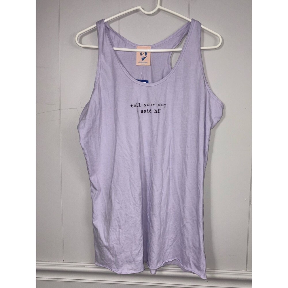 NWT We Rate Dogs “Tell Your Dog I Said Hi” Lilac Purple Tank Top 2XL Summer Cute